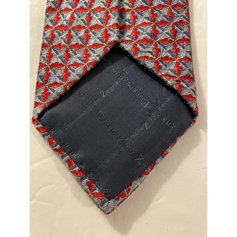 Ermenegildo Zegna Silk Red Tie Print 58” 3.5 Floral